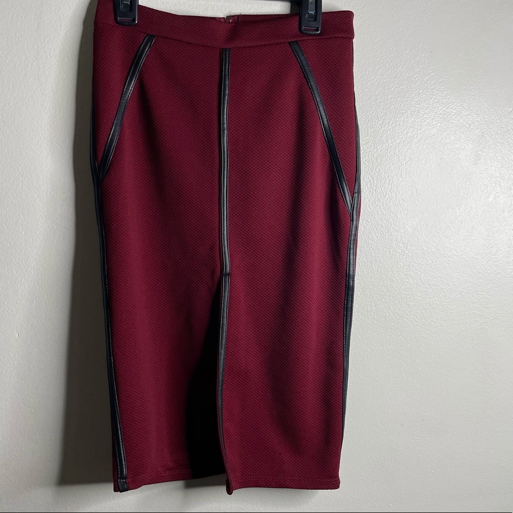 Career Women Classy Red Skirt w/ Slit and back zipper, Size Medium